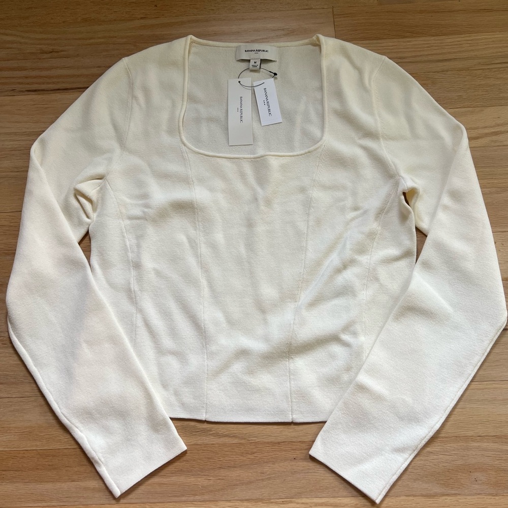 Banana Republic Factory Off-White Square Neck Blouse